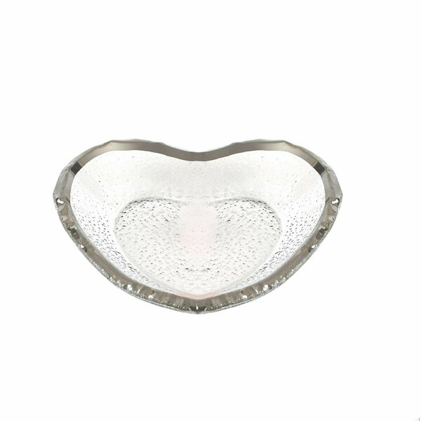 Homeroots 8 in. Mouth Blown Heart Edge Silver Plate 376062